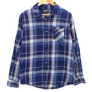Retrofit Shirt Mens Blue Plaid Button Down Long Sleeve Collared Cotton Sz M
